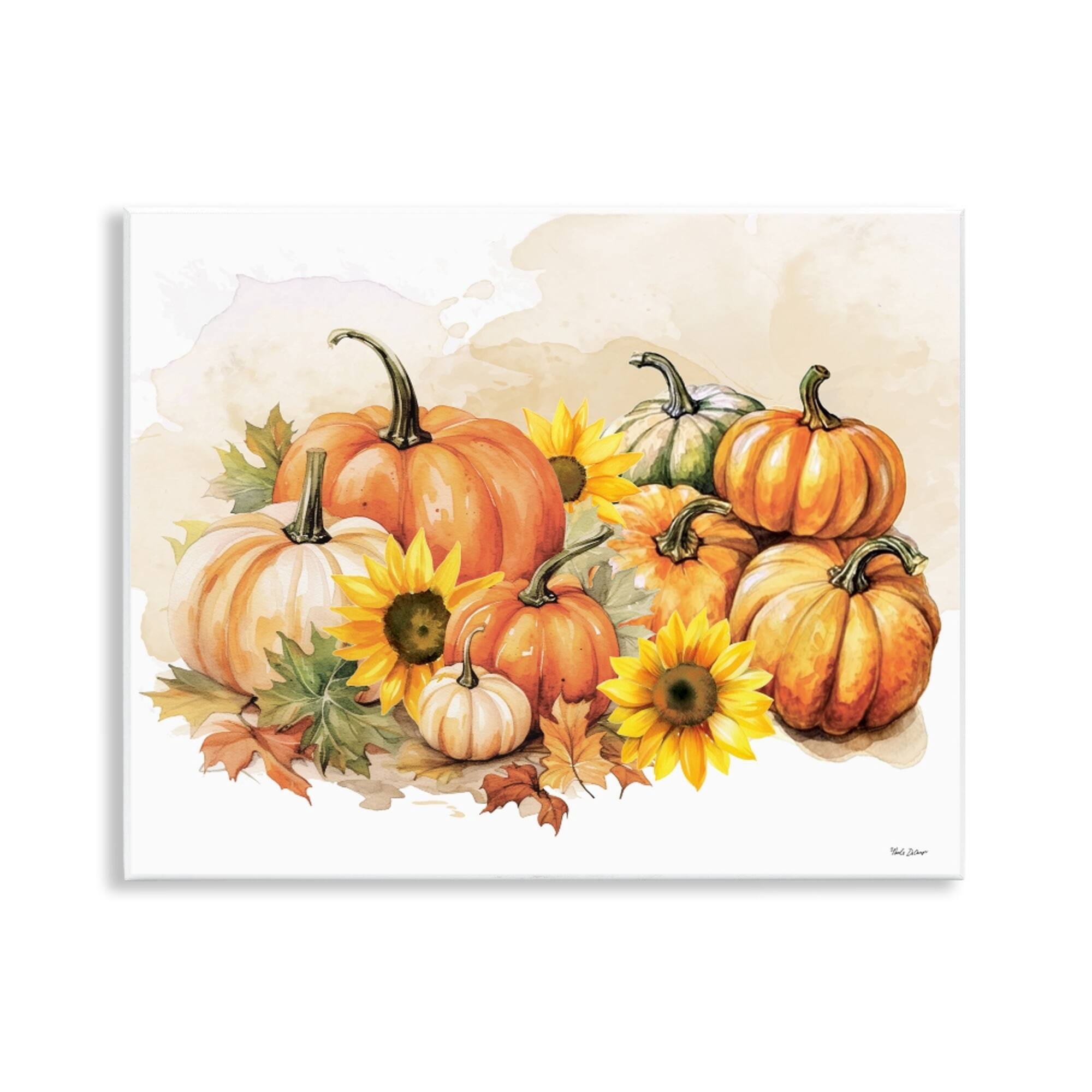 Stupell Industries 14" x 11" Pumpkin & Sunflower Bundle Wall Plaque Art